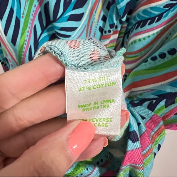 Lilly Pulitzer Light Blue Sheath Dress Size S Midi Multicolor Resort Tropical - Picture 6 of 6